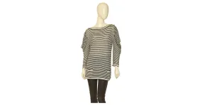 Stella McCartney Striped Cashmere Boat Neck Sweater Top Size 44 Black and White